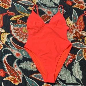Peach one piece bathing suit